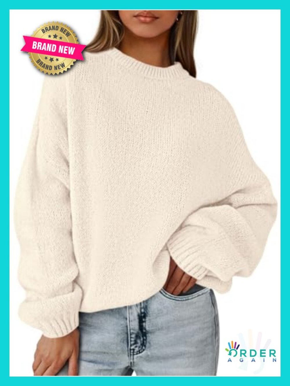 Oversized Chunky Knit Pullover Sweater Long Sleeve Fall Winter Tunic Top